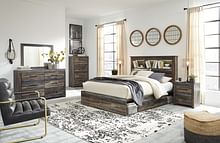 Ashley Bedroom 9 Piece King Storage Bookcase Bed Set B211-31-36-69-56-60-2-B100-14-92-2