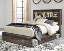Ashley Bedroom Queen Bookcase Bed with 4 Side Drawers B211-65-54-60-2-B100-13