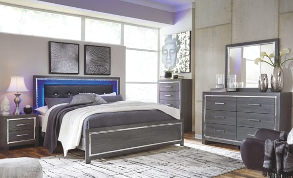 Ashley Bedroom 5 Piece King Upholstered Panel Bedroom Set B214-31-36-46-58-B100-66