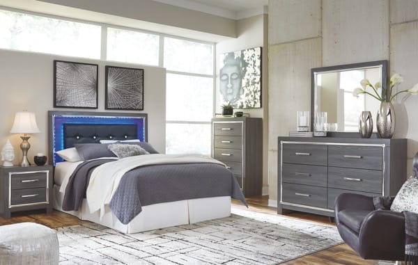 Ashley Bedroom Queen Upholstered Panel Headboard with Bolt on Bed Frame B214-57-B100-31