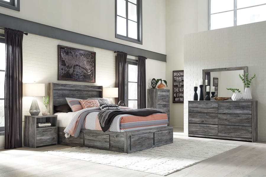 Ashley Bedroom Queen Panel Bed with 4 Storage Drawers B221-57-54S-95-60-B100-13
