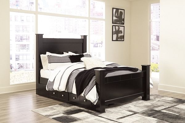 Ashley Bedroom Queen Poster Bed with Side Storage...