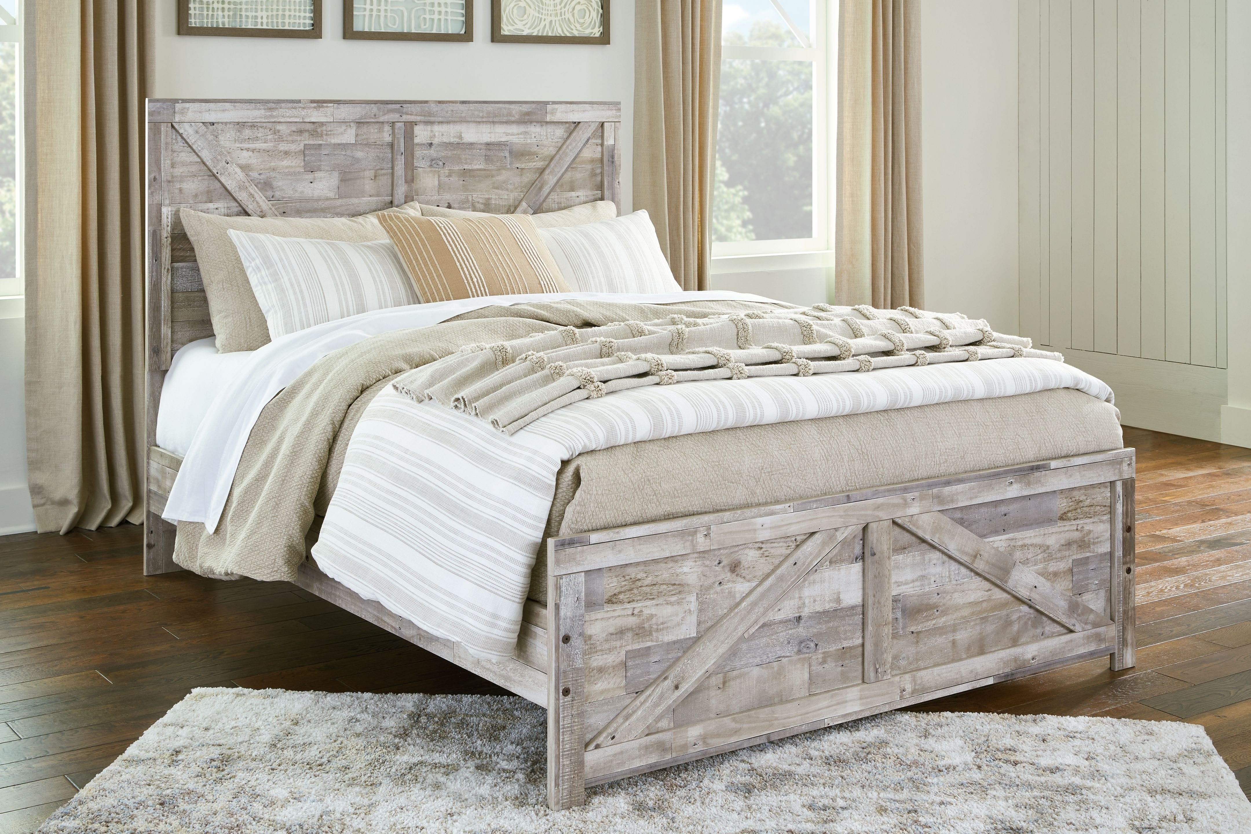 Ashley Bedroom Queen Crossbuck Panel Bed B3487-71-...