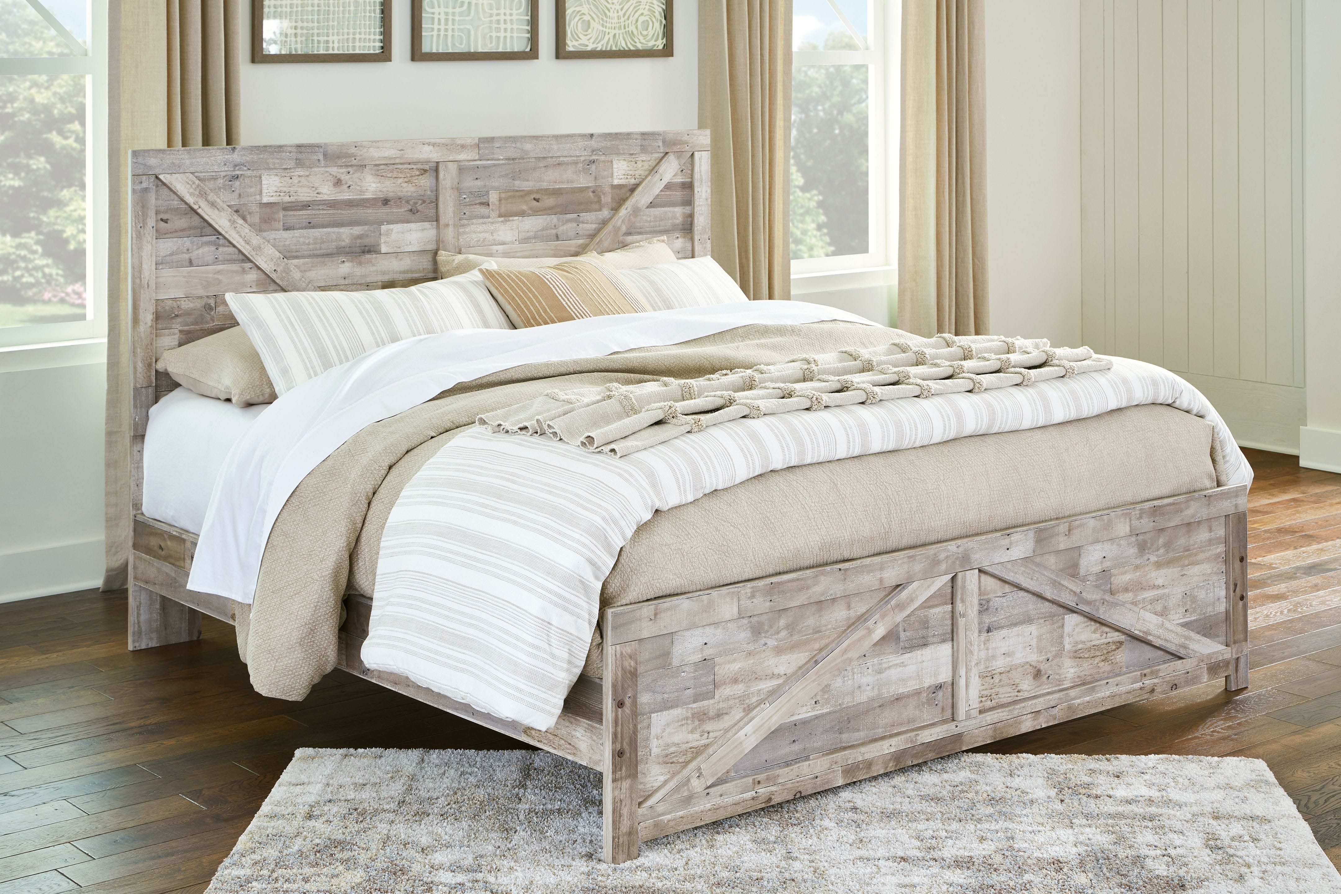 Ashley Bedroom King Crossbuck Panel Bed B3487-72-9...