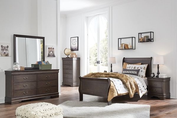 Louis Philippe Black Sleigh Bedroom Set from Furniture of America