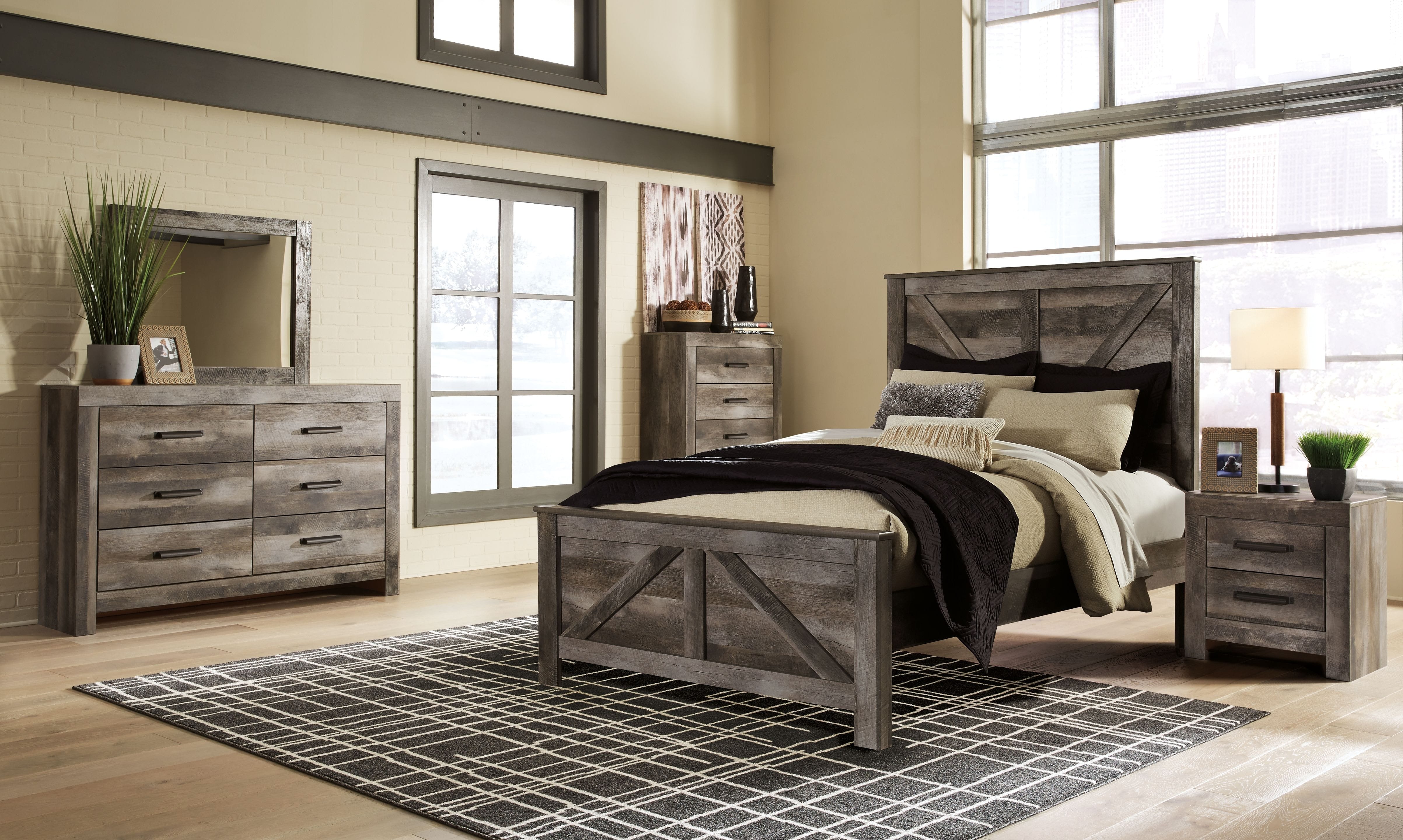 Ashley Bedroom 8 Piece Queen Crossbuck Panel Bed Set B440-31-36-46-57-54-98-92-2