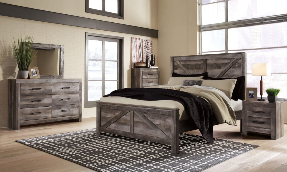 Ashley Bedroom 5 Piece King Crossbuck Panel Bed Set B440-31-36-58-56-99