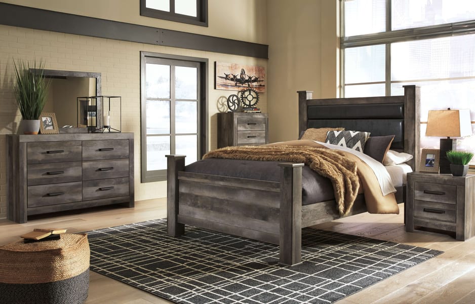 Ashley Bedroom Queen Upholstered Poster Bed B440-67N-64-98-62