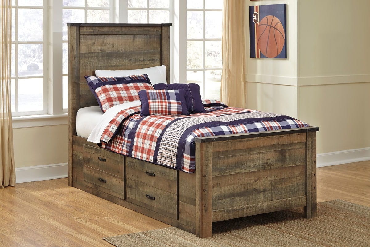 Ashley Bedroom Twin Panel Bed with 2 Storage Drawe...