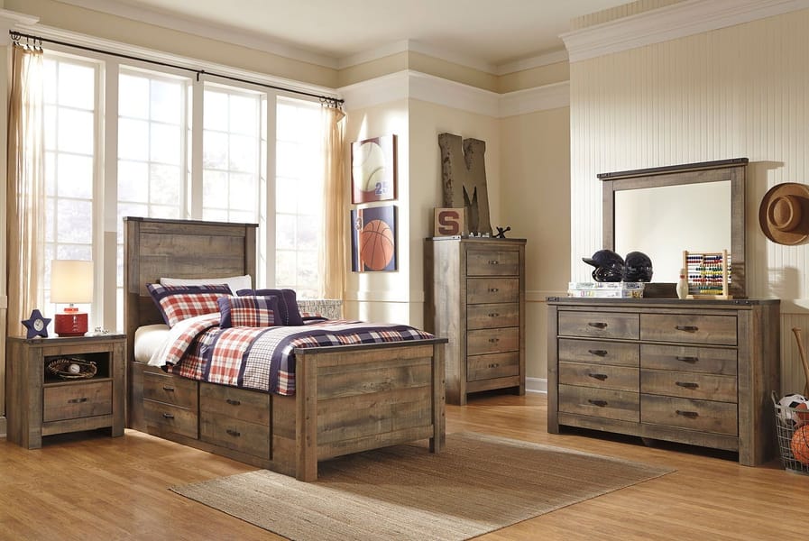 Ashley Bedroom Twin Panel Bed with 2 Storage Drawers B446-53-52-50-B100-11