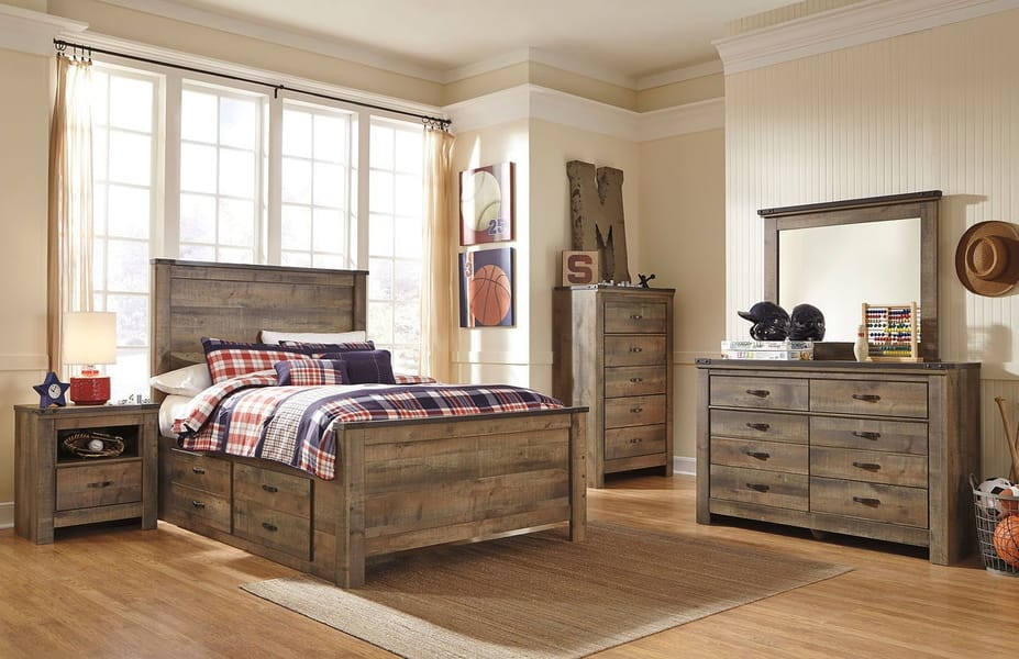 Ashley Bedroom Full Panel Bed with 2 Storage Drawers B446-87-84-50-B100-12