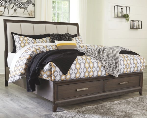 Ashley Bedroom King Panel Bed with 2 Storage Drawe...