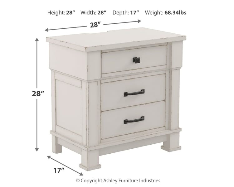 Ashley Bedroom Three Drawer Night Stand B642-93
