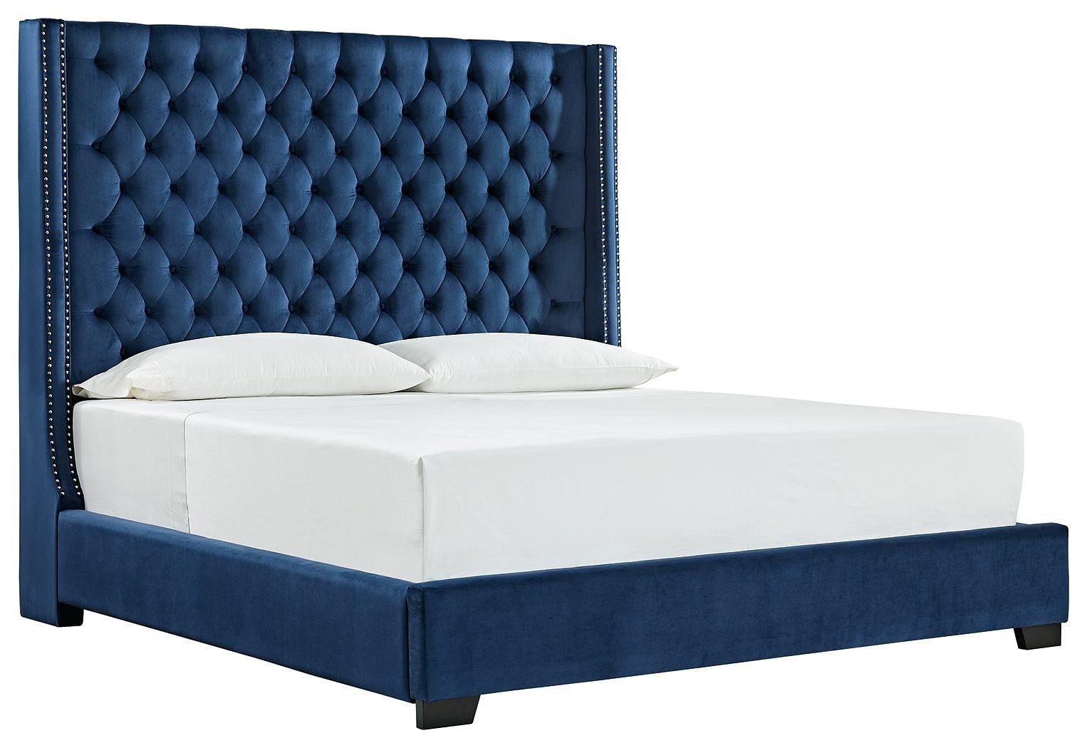 Dario King Bed in Blue Velvet