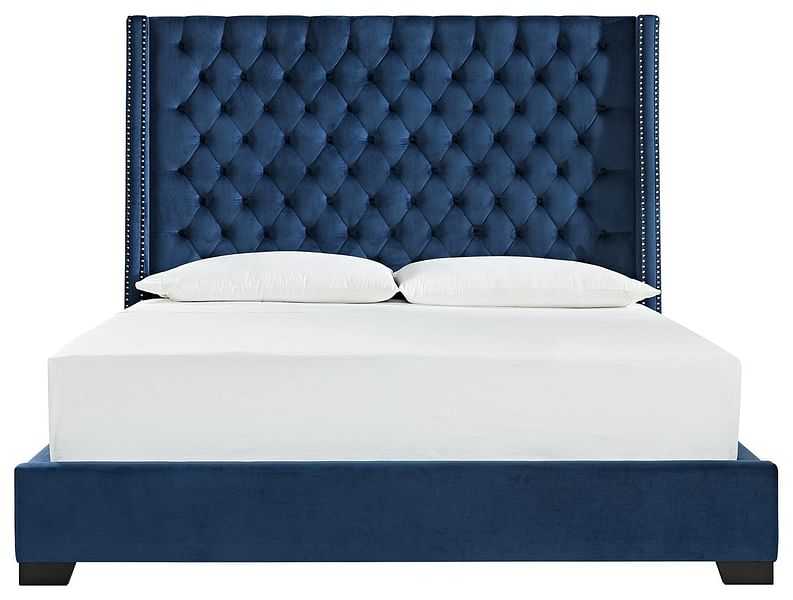 Dario King Bed in Blue Velvet