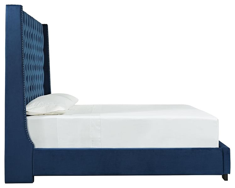 Dario King Bed in Blue Velvet
