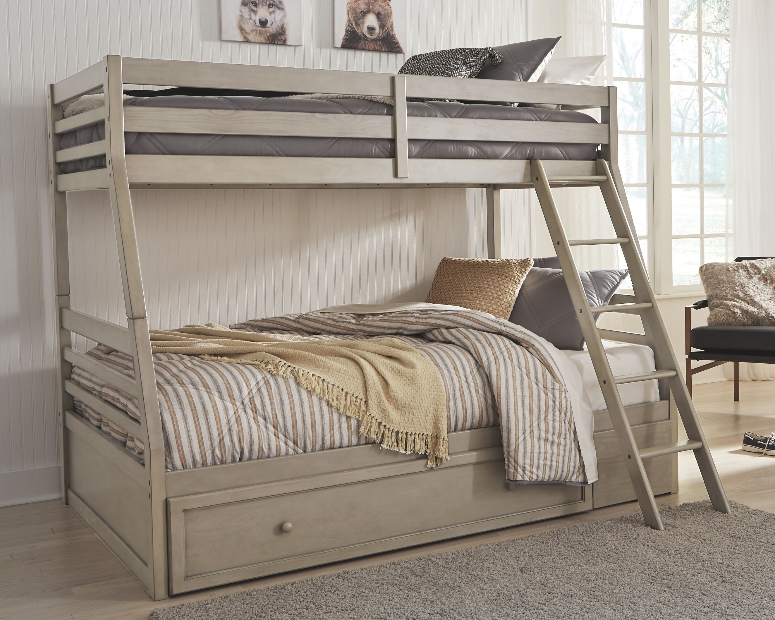 Ashley Bedroom Twin over Full Bunk Bed with 1 Large Storage Drawer B733-58P-58R-50