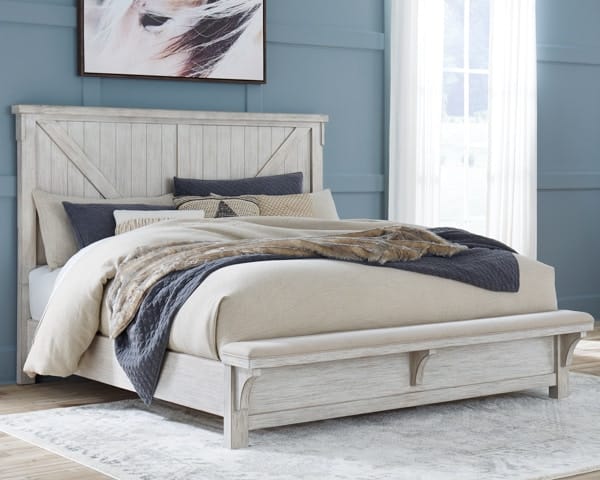 Ashley Bedroom Queen Panel Bed with Bench Footboard B740-157-154-96