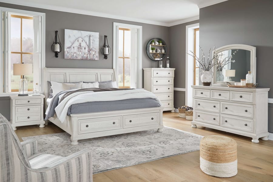 Ashley Bedroom California King Sleigh Bed with 2 Storage Drawers B742-78-76-95