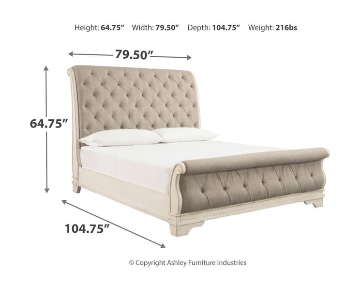 Ashley Bedroom King Upholstered Sleigh Bed B743-78-76-99