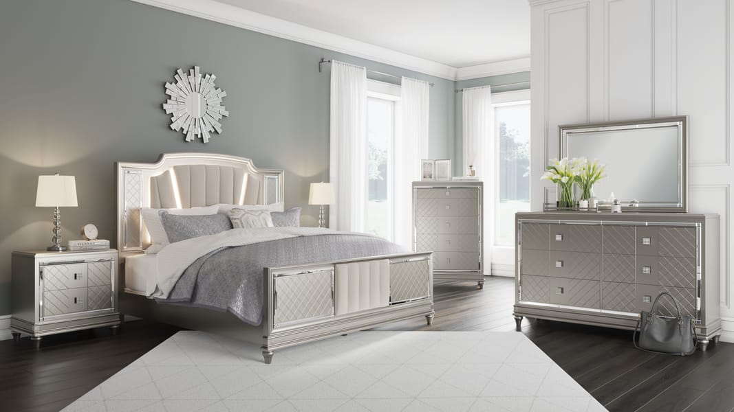 Ashley Bedroom 8 Piece King Upholstered Panel Bedroom Set B744-31-36-46-58-56-97-92-2
