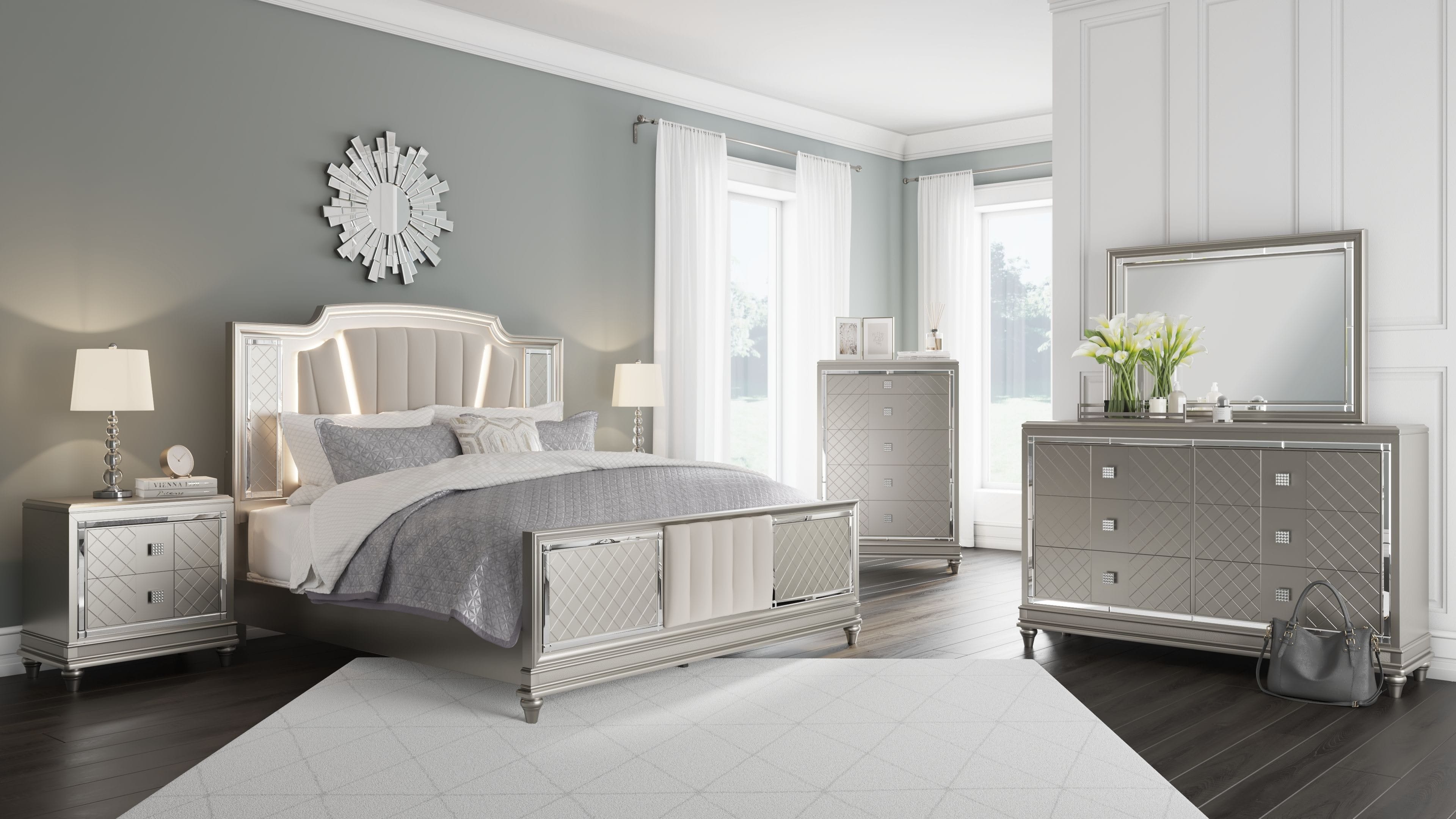 Ashley Bedroom 8 Piece King Upholstered Panel Bedroom Set B744-31-36-46-58-56-97-92-2