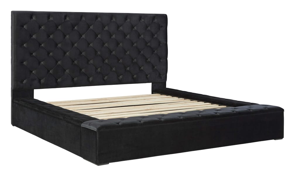 Ashley Bedroom Queen Upholstered Bed with Footboard Storage B758-157-154-196