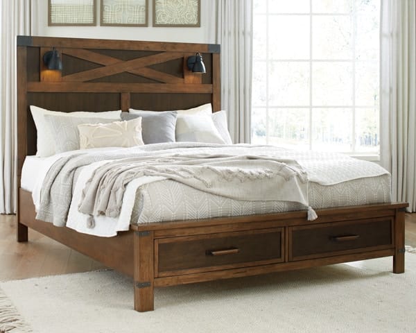Ashley Bedroom Queen Panel Bed with 2 Storage Drawers B759-57-54S-96