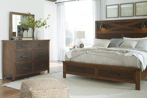 Ashley Bedroom Queen Panel Bed with 2 Storage Drawers B759-57-54S-96