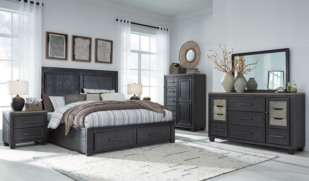 Ashley Bedroom 8 Piece King Panel Storage Bed Set B989-31-36-48-58-56S-97-92-2