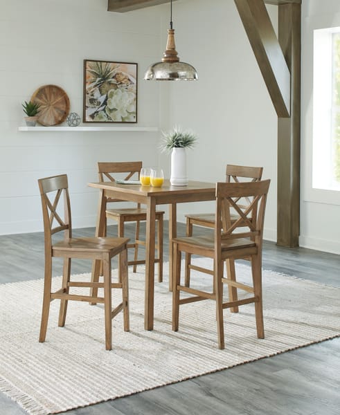 Ashley Dining Room 5 Piece Square Counter Table Set D241-13-124-4