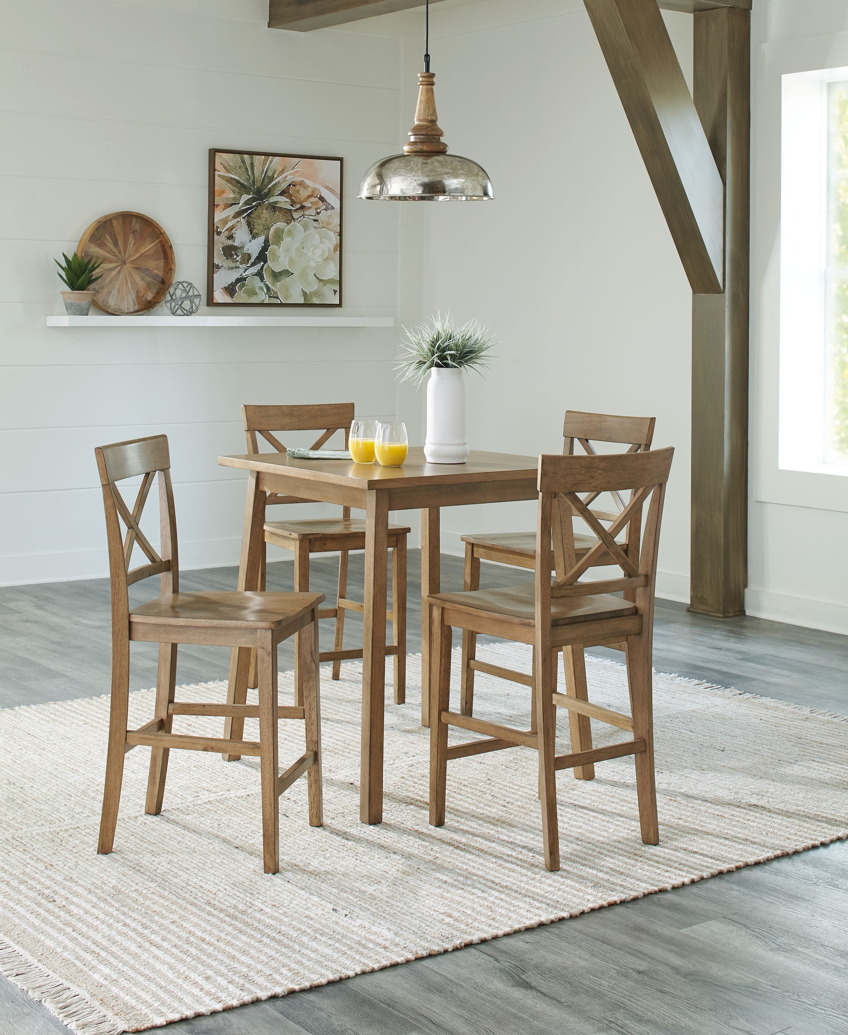 Ashley Dining Room 5 Piece Square Counter Table Set D241-13-124-4