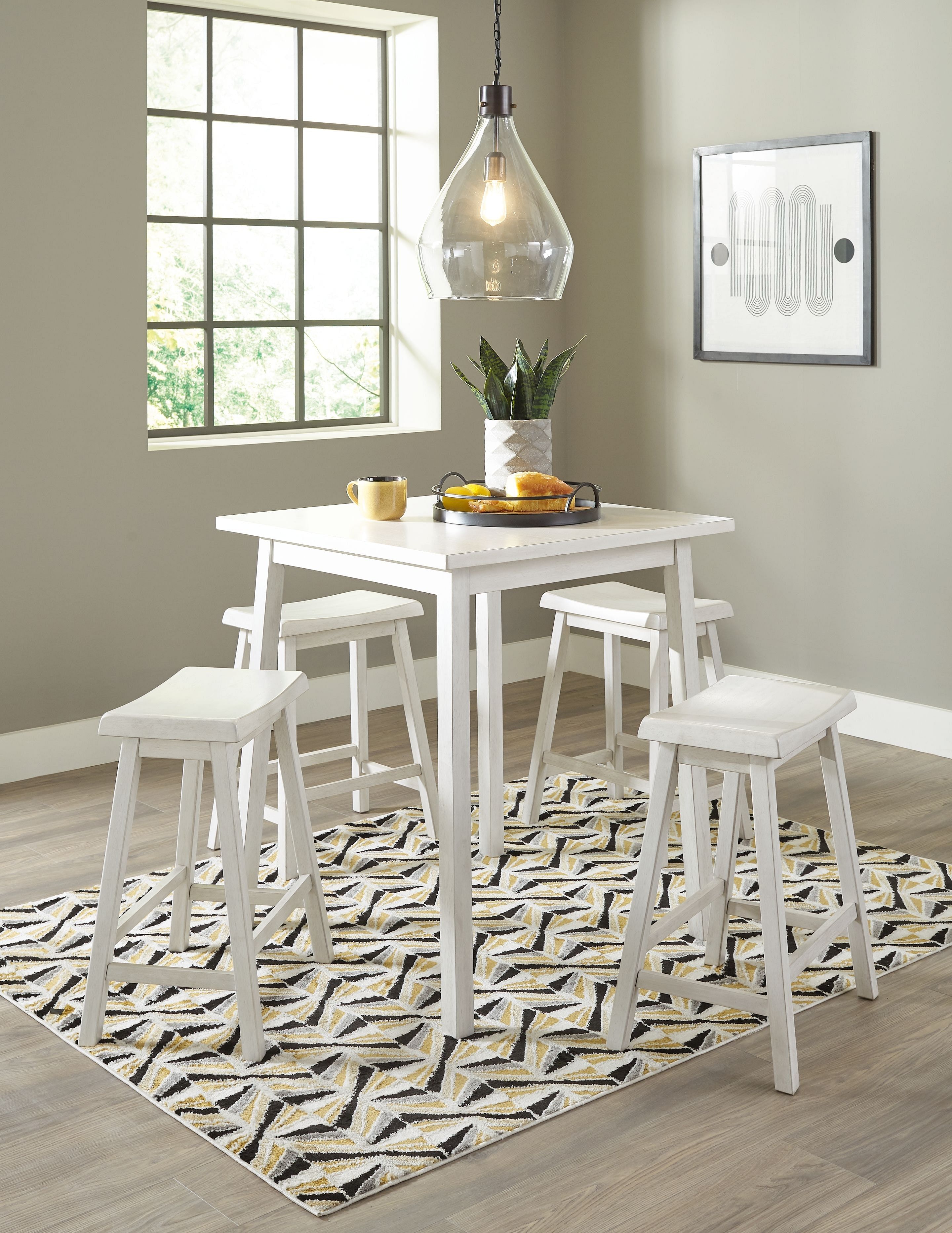 Ashley Dining Room 5 Piece Square Counter Table Se...