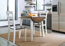 Ashley Dining Room 3 Piece Round Dining Room Drop Leaf Table Set D335-15-01-2