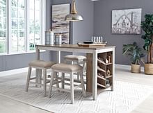 Ashley Dining Room 5 Piece Rectangular Counter Table with Storage Set D394-32-024-4