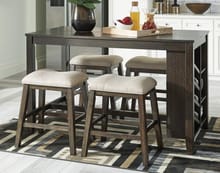 Ashley Dining Room 5 Piece Rectangular Counter Table with Storage Set D397-32-024-4