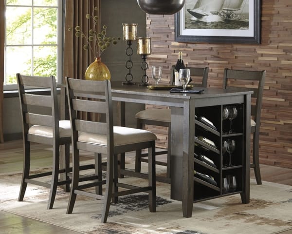 Ashley Dining Room 5 Piece Rectangular Counter Table with Storage Set D397-32-024-4