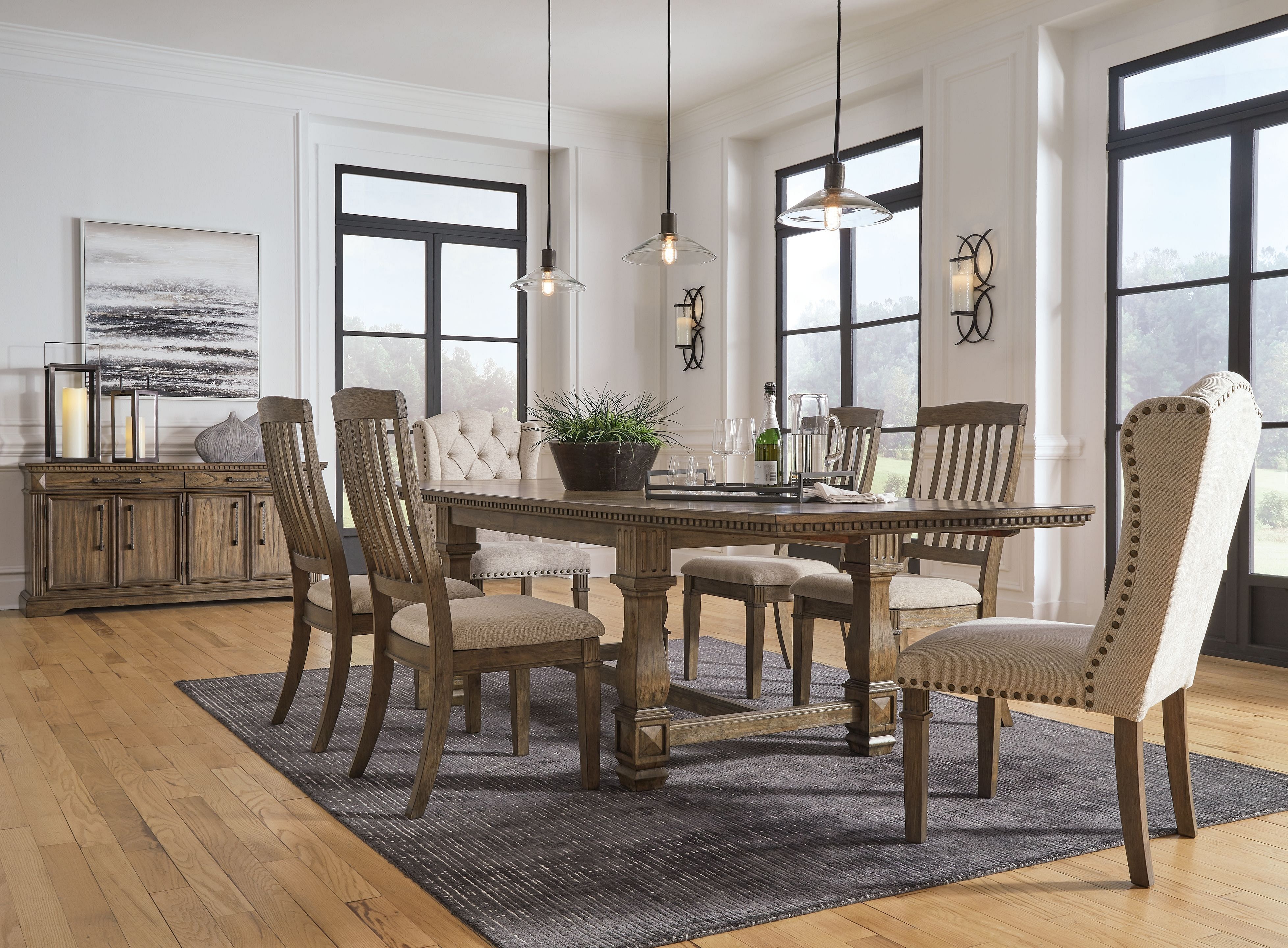 Ashley Dining Room 8 Piece Dining Room Extension T...