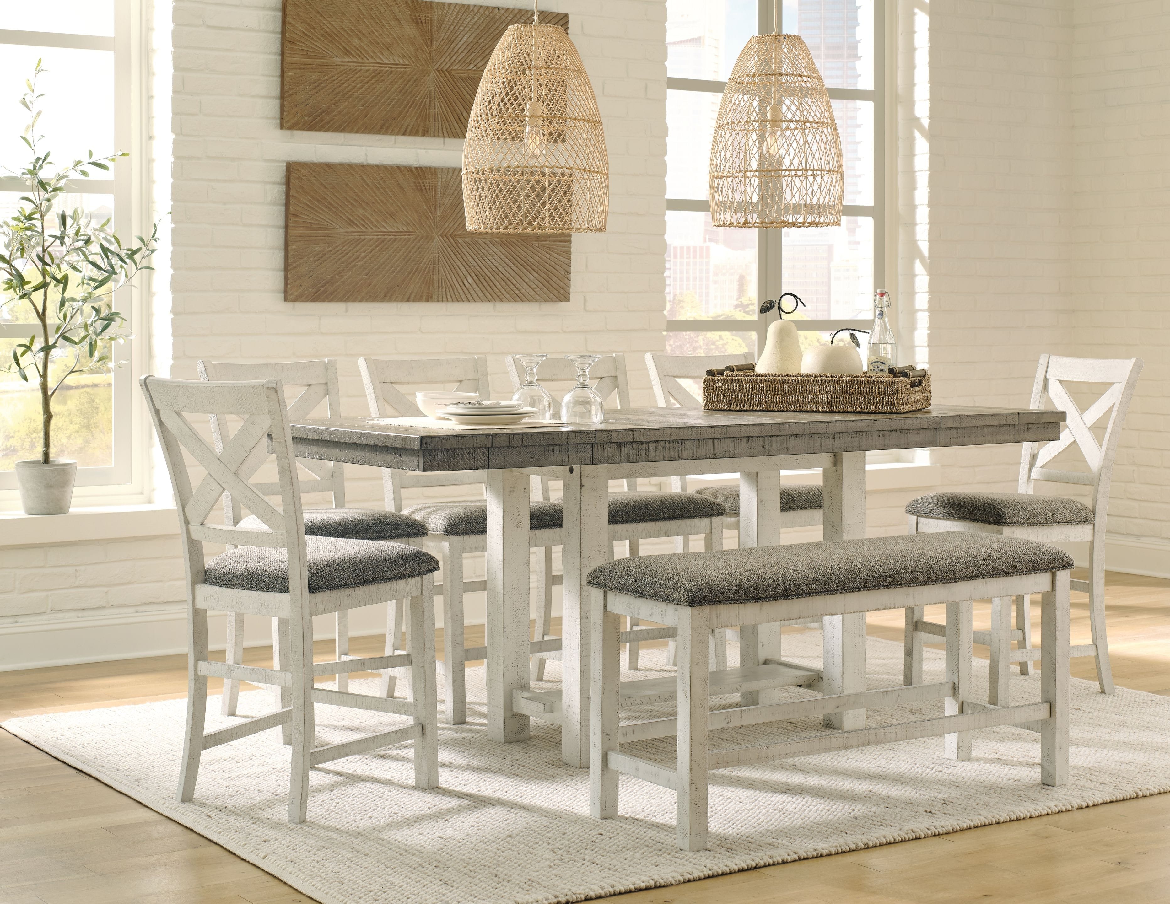 Ashley Dining Room 8 Piece Counter Extension Table Set D784-32-124-6-09