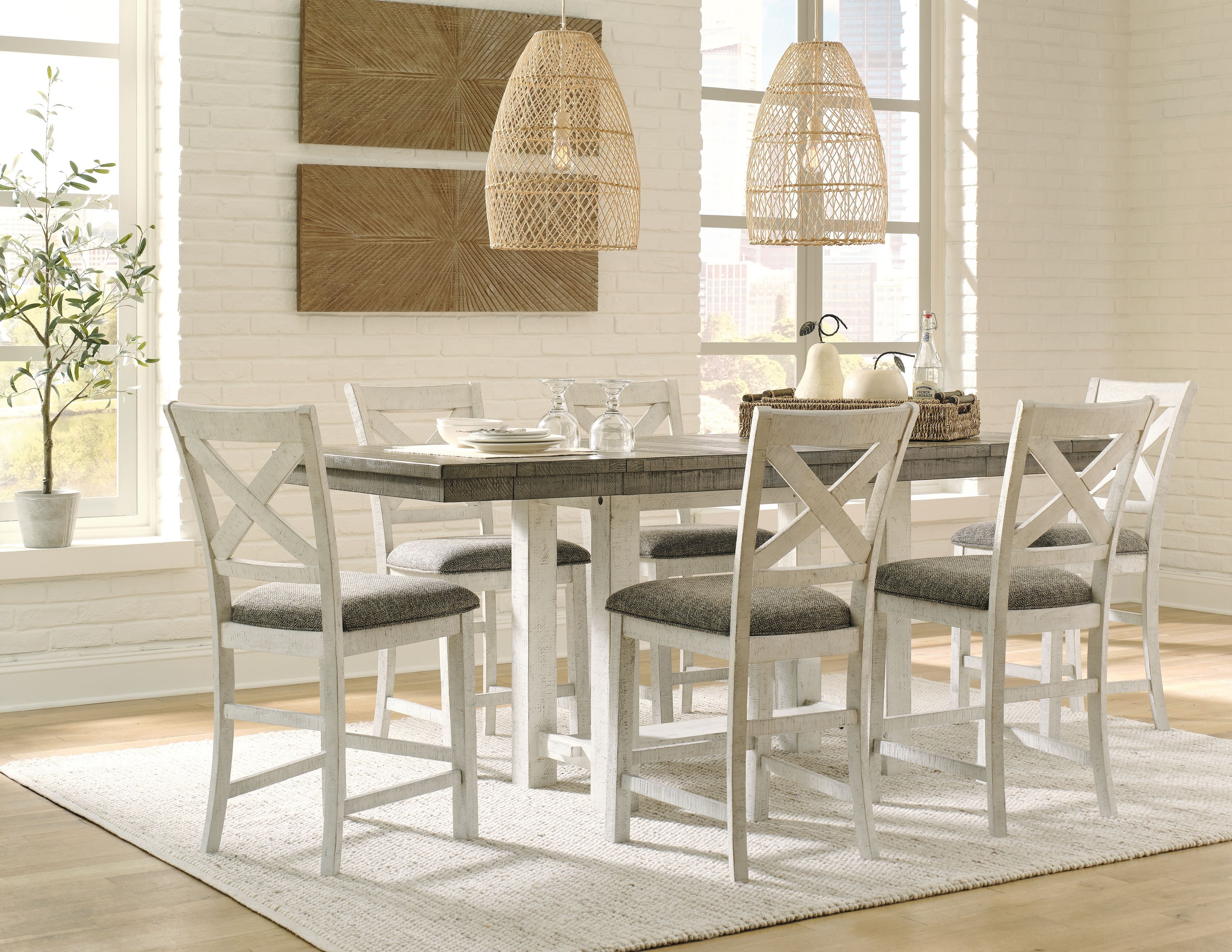 Ashley Dining Room 7 Piece Counter Extension Table...