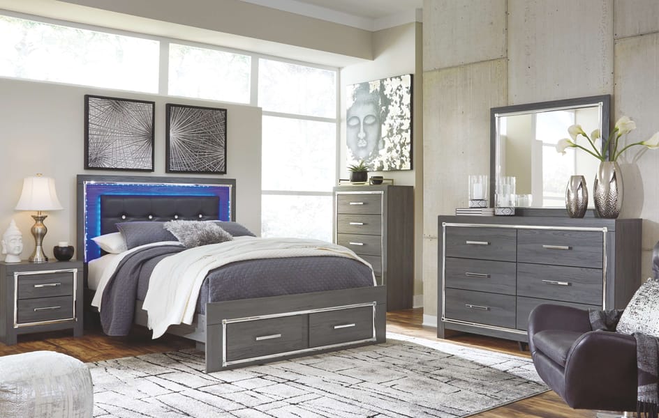Ashley Bedroom 7 Piece Queen Platform Bed with 2 Storage Drawers Set B214-31-36-46-57-54S-95-B100-13