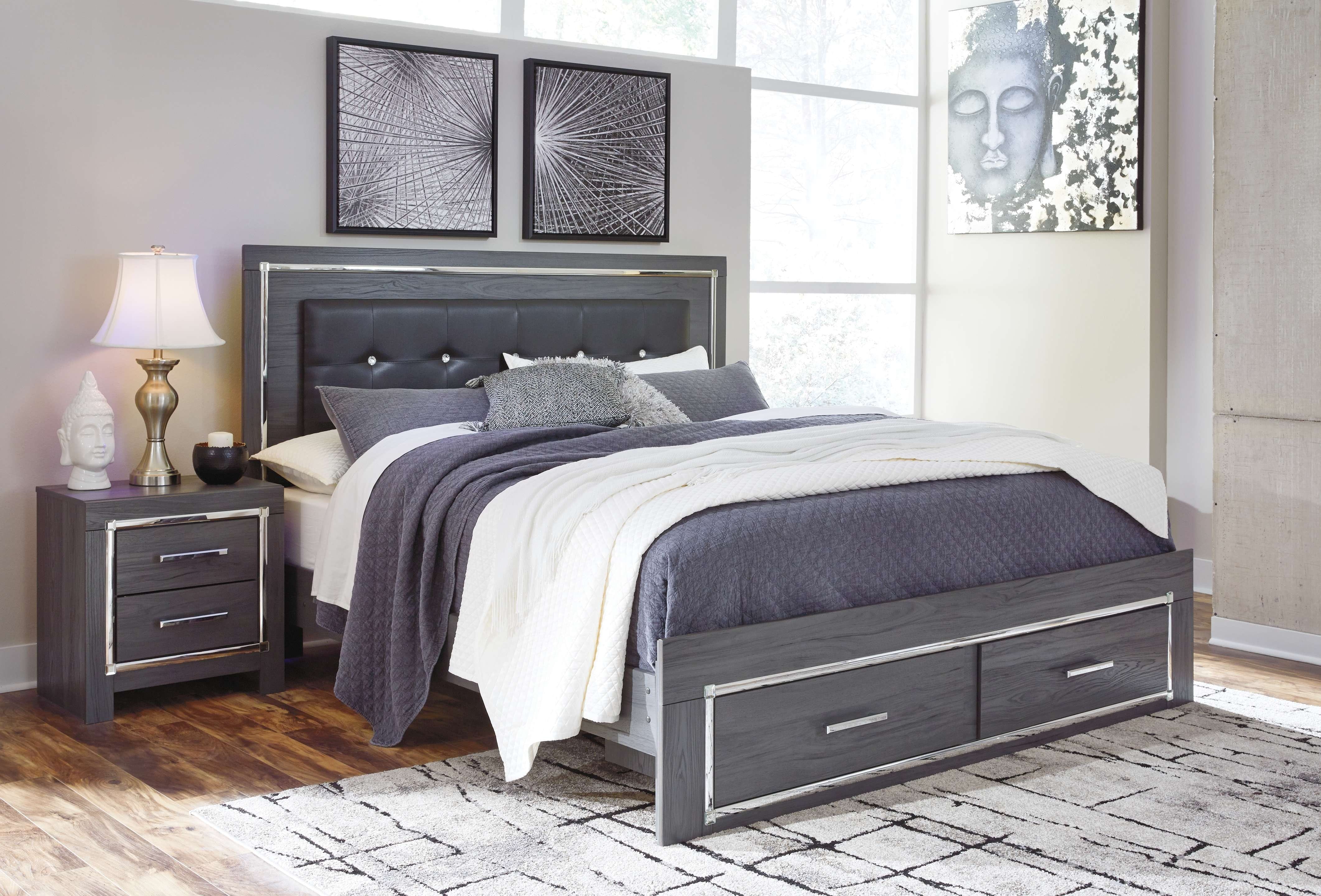 Ashley Bedroom King Platform Bed with 2 Storage Drawers B214-58-56S-95-B100-14