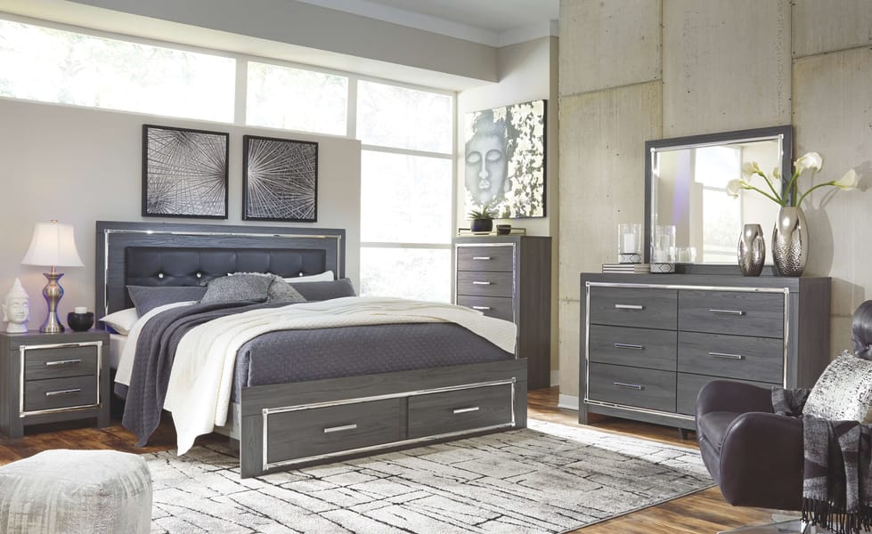 Ashley Bedroom King Platform Bed with 2 Storage Drawers B214-58-56S-95-B100-14