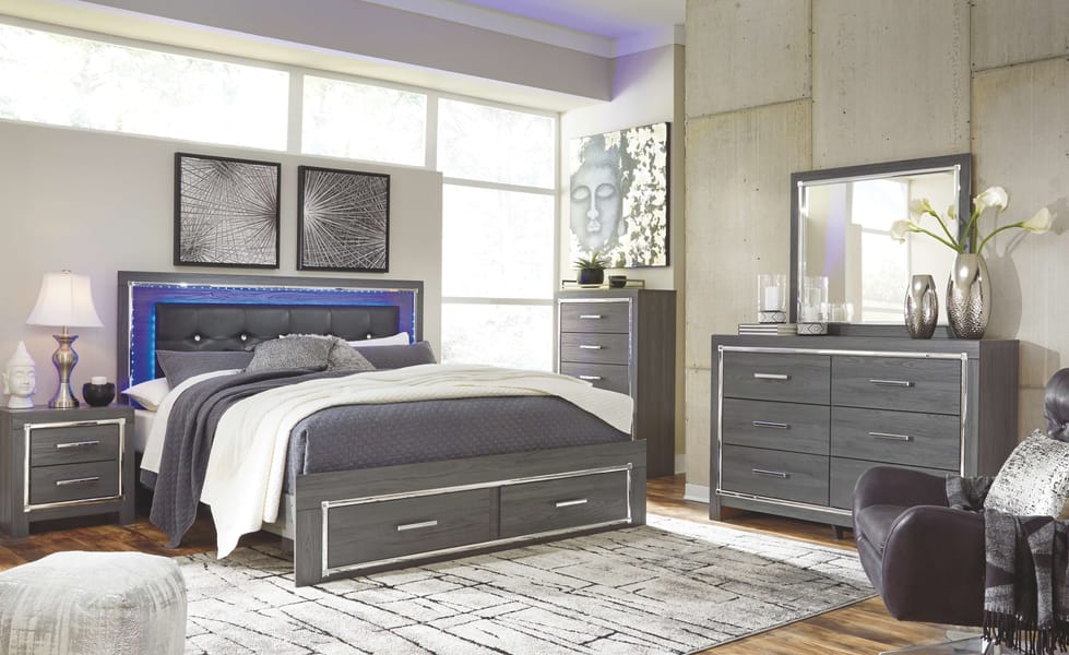 Ashley Bedroom King Platform Bed with 2 Storage Drawers B214-58-56S-95-B100-14