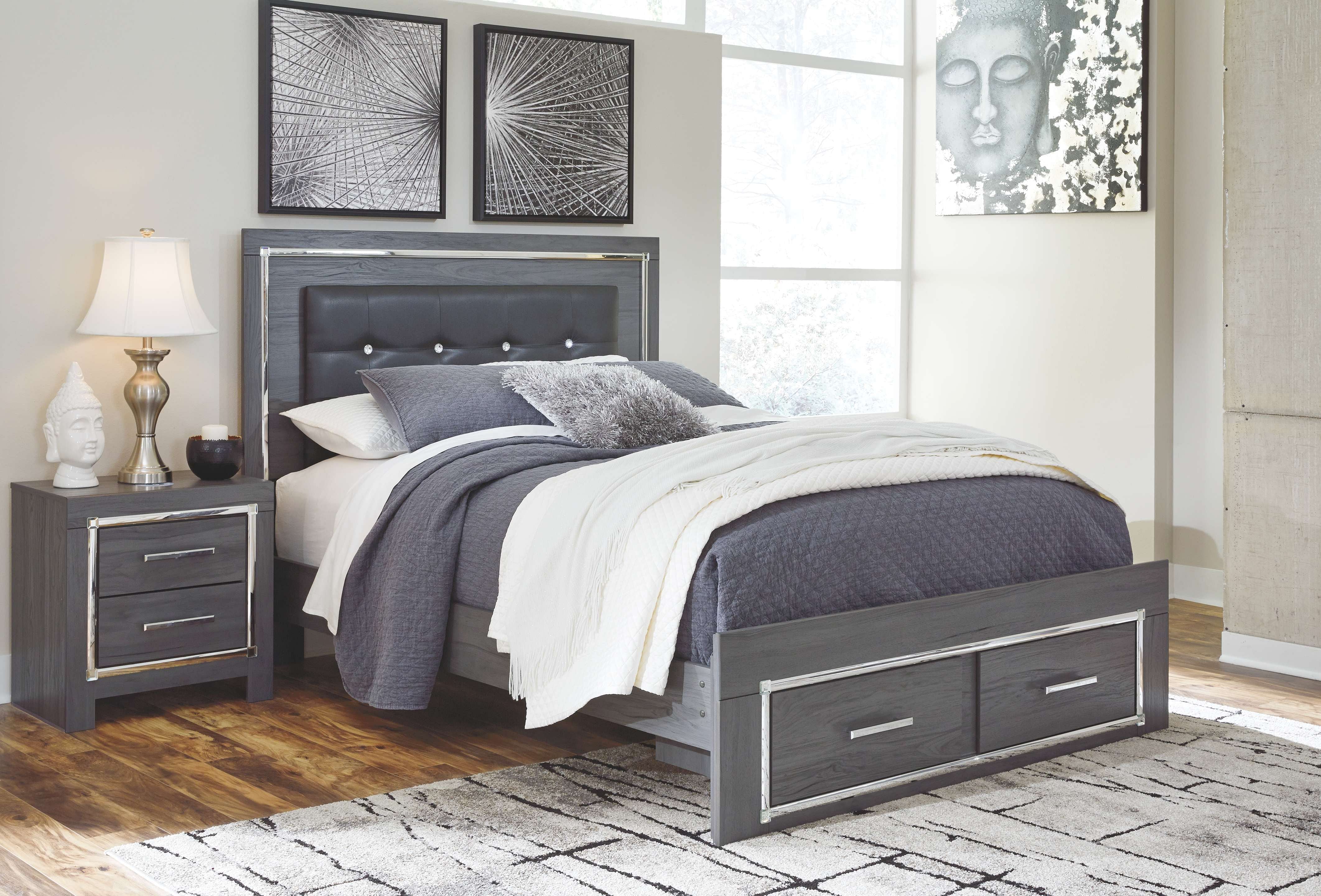 Ashley Bedroom Queen Platform Bed with 2 Storage Drawers B214-57-54S-95-B100-13