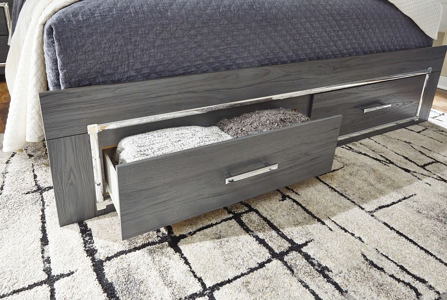 Ashley Bedroom Queen Platform Bed with 2 Storage Drawers B214-57-54S-95-B100-13