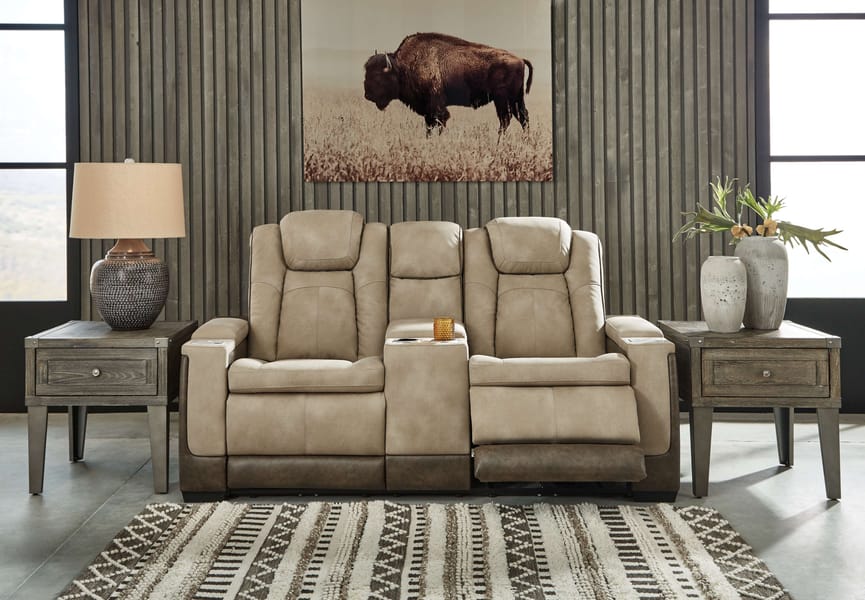 Ashley Living Room Power Reclining Loveseat with Console and Adjustable Headrest 2200318