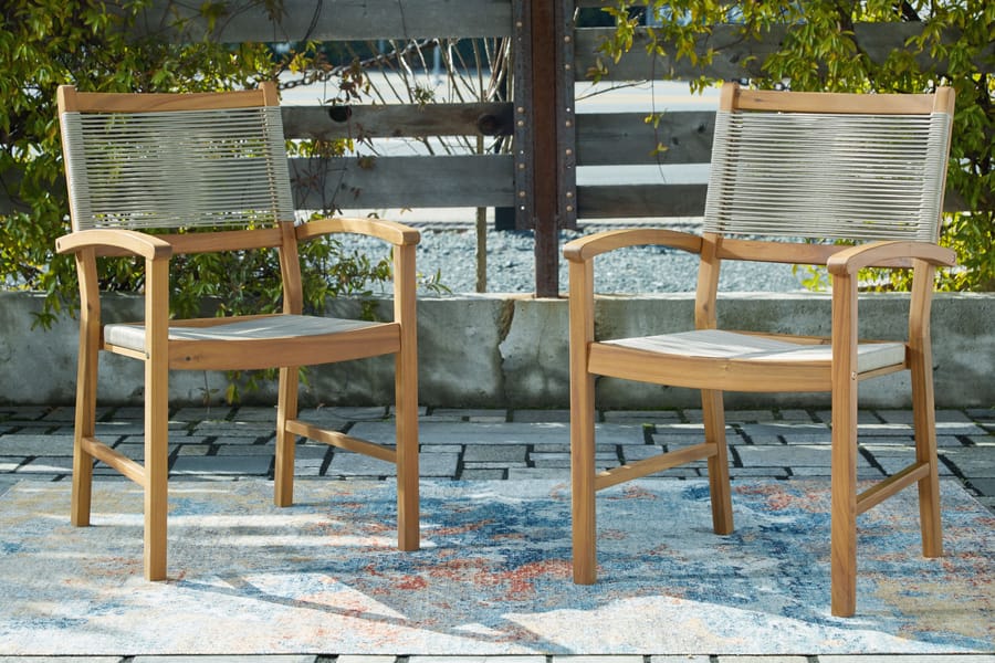 Ashley Dining Room 5 Piece Dining Set, 4 Rope Back Arm Chairs P407-615-602A-2