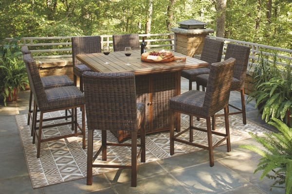 Ashley Outdoor/Patio 9 Piece Fire Pit Table Set P750-665-130-4