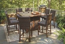 Ashley Outdoor/Patio 9 Piece Fire Pit Table Set P750-665-130-4